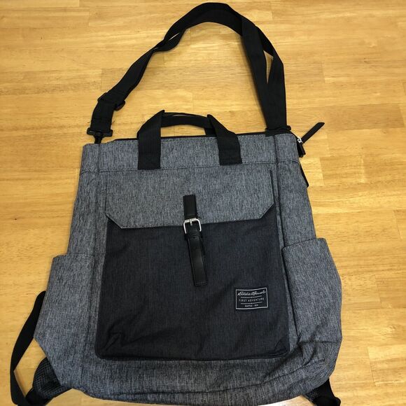 Eddie Bauer Diaper Bag Convertible Backpack Gray First‎ Adventure Mercer F5 - Picture 1 of 11